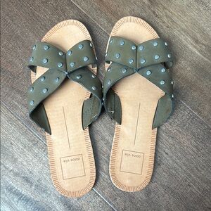 Dolce Vita Green Studded Slide Sandals